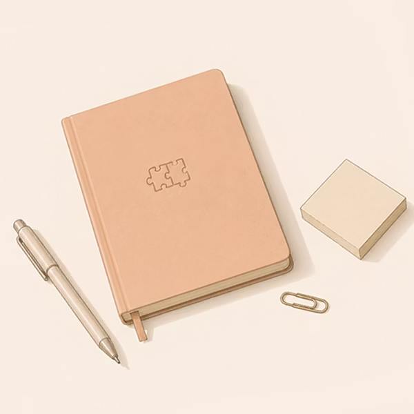 A phone, notepad and laptop on a desk