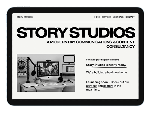 The homepage of the Story Studios site